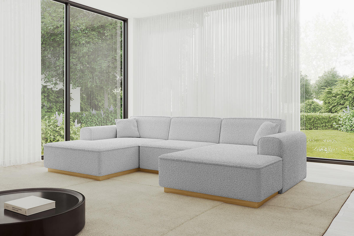 WOHNLANDSCHAFT IREA-U1-v2 - 297x165x81 cm Hellgrau - Hellgrau, Holzwerkstoff/Textil (297/81/165cm) - ALTDECOR