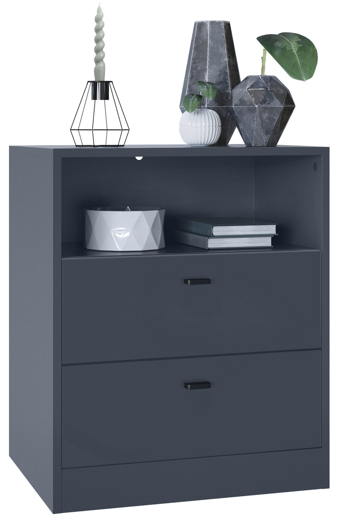 KOMMODE Pino Fronten in Anthrazit matt - Dunkelgrau/Anthrazit, Holzwerkstoff (56/67.5/36cm) - Vladon