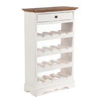FLASCHENREGAL CORTEZ 85 Recyclingholz massiv, für 16 Flaschen, mit Schublade 06 weiß-landhaus - Weiß, Holz (55/85/23cm) - DESIGN DELIGHTS