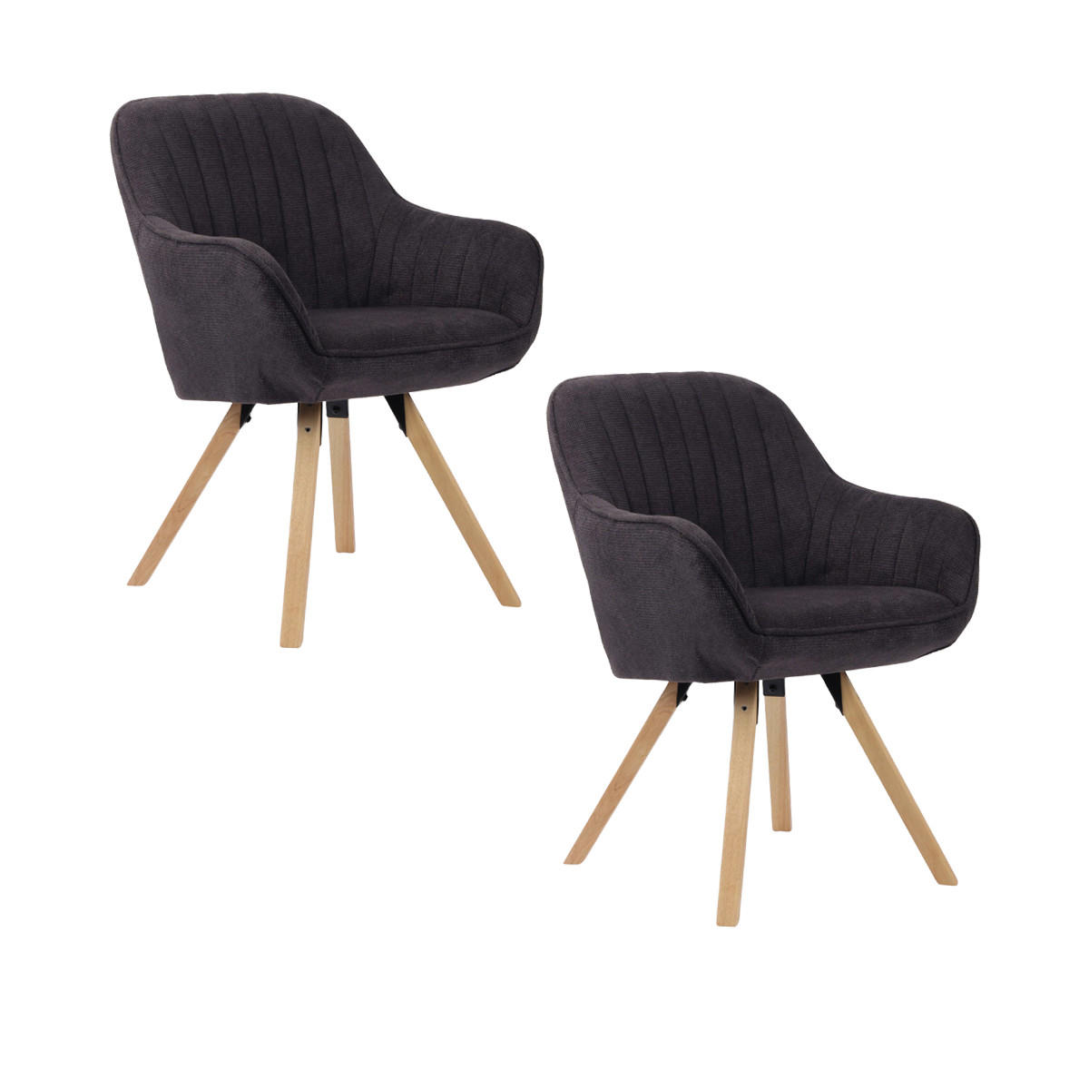 ESSZIMMERSTÜHLE Matera 2er-Set - Dunkelgrau/Naturfarben, Naturmaterialien/Textil (59/84/61cm) - Mr. Deko