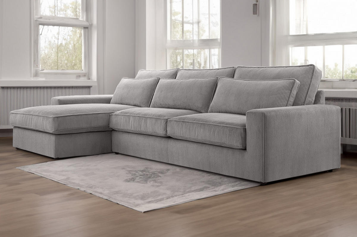 ECKSOFA 4 Sitzer Medan Mini, Grau - Grau, Textil (276/176cm) - Fedve