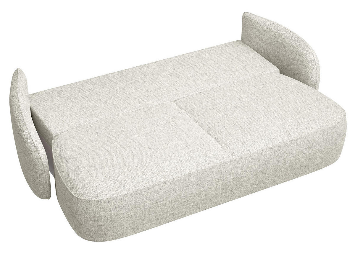 3-SITZER-SOFA Savoy Cremeweiß mit Schlaffunktion - Creme/Schwarz, Kunststoff/Textil (254/96/105cm) - Selsey