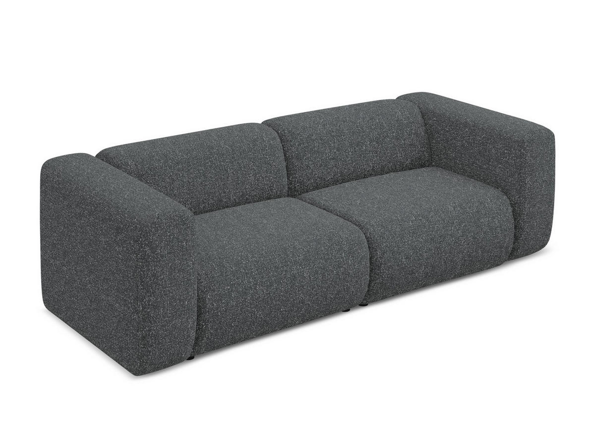 3-SITZER SOFA Strukturstoff Stoff Grau - Schwarz/Graphitfarben, Kunststoff/Textil (228/70/89cm) - Makamii