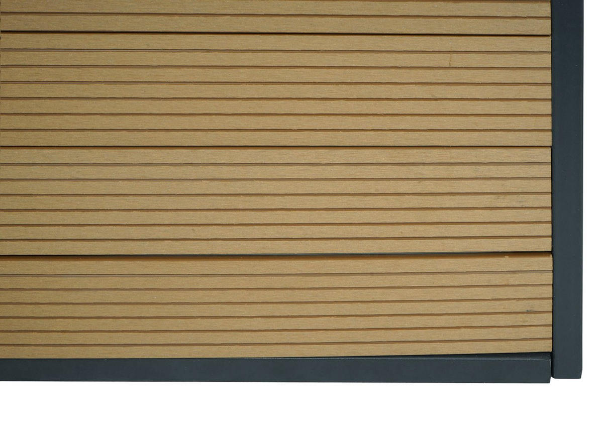 MÄHROBOTER-GARAGE mit Pflanzkasten 40x60x73cm WPC Metall Eiche-Optik - Eichefarben, Metall (60/40/73cm) - PROREGAL