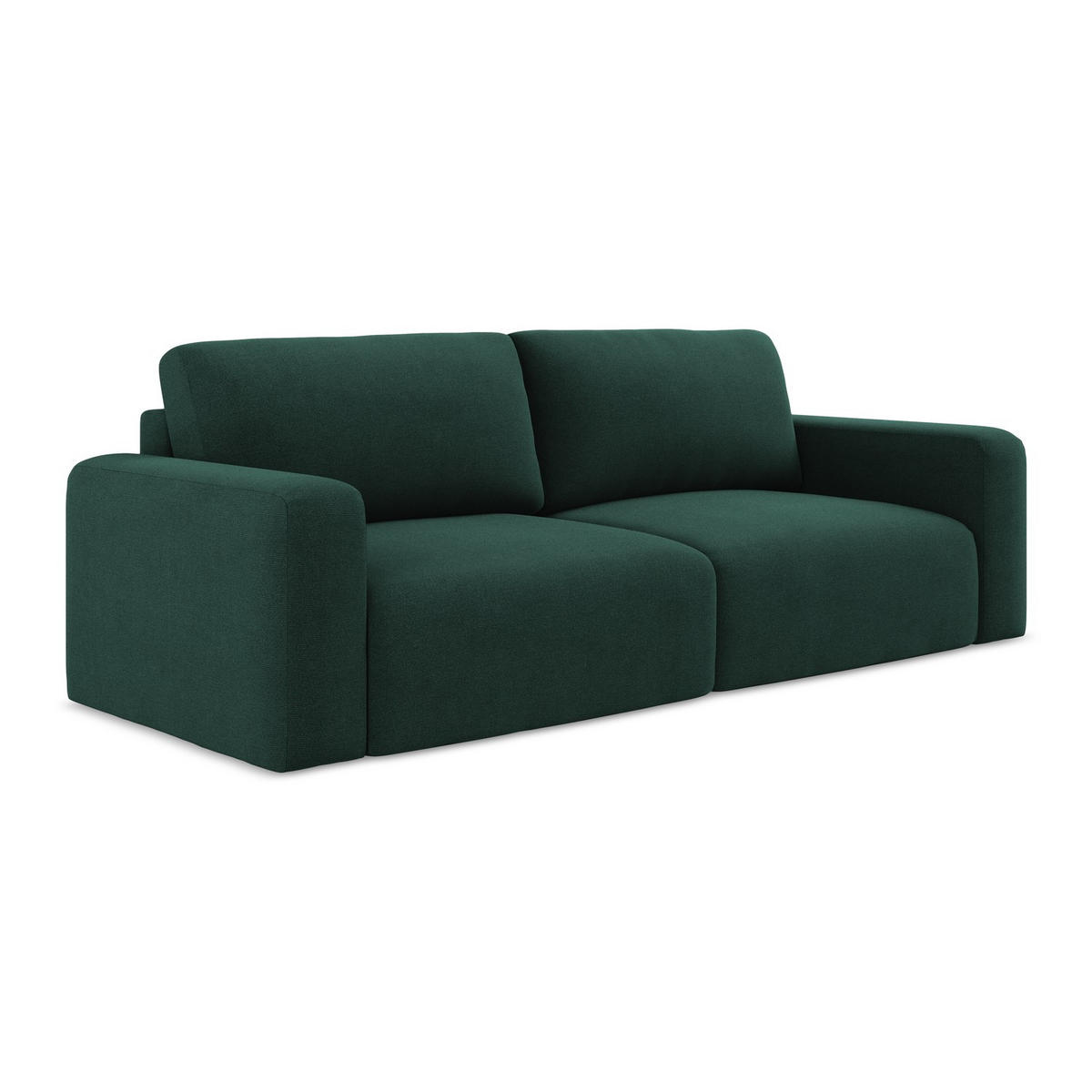 3-SITZER SOFA mit Schlaffunktion Strukturstoff Stoff Grün - Dunkelgrün/Schwarz, Kunststoff/Textil (244/79/102cm) - LaMiaSofa