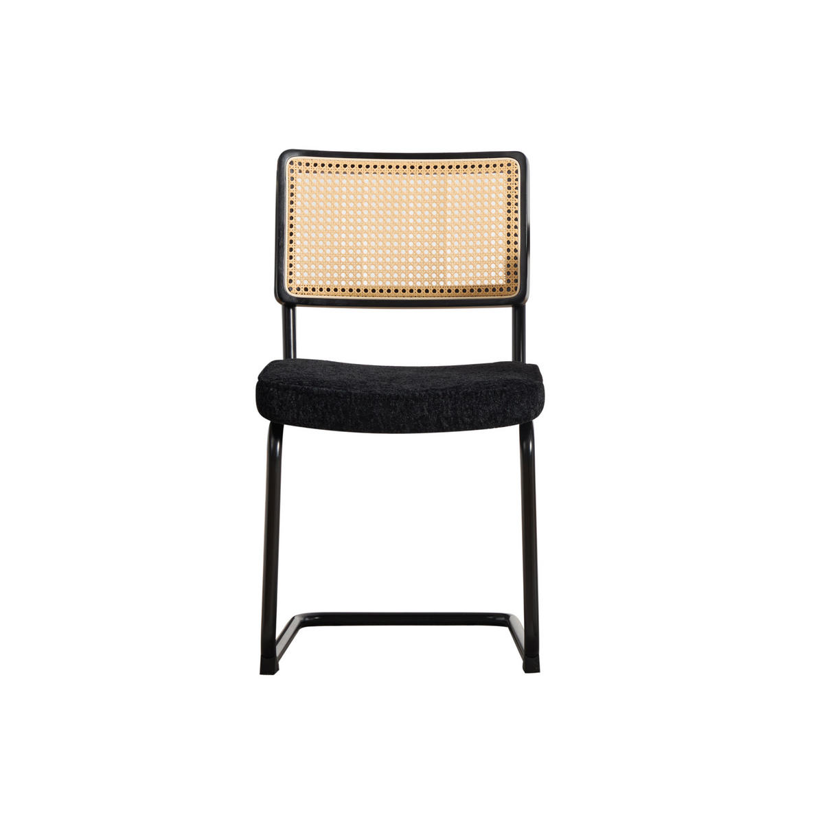 SCHWINGSTUHL DE-36881 2er-Set mit Rattan-Rückenlehne und Chenille-Sitz Schwarz - Schwarz, Metall (58/86/46cm) - ComfortXL