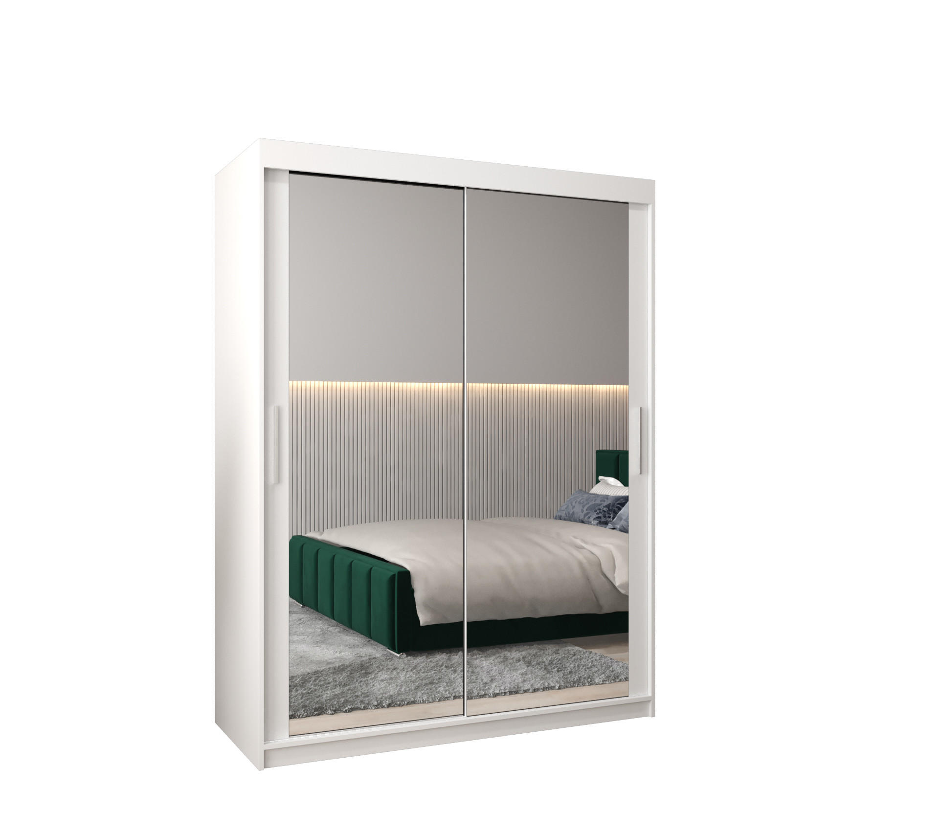 Möbel Kryspol Schwebetürenschrank Weiß 150x200x62 cm