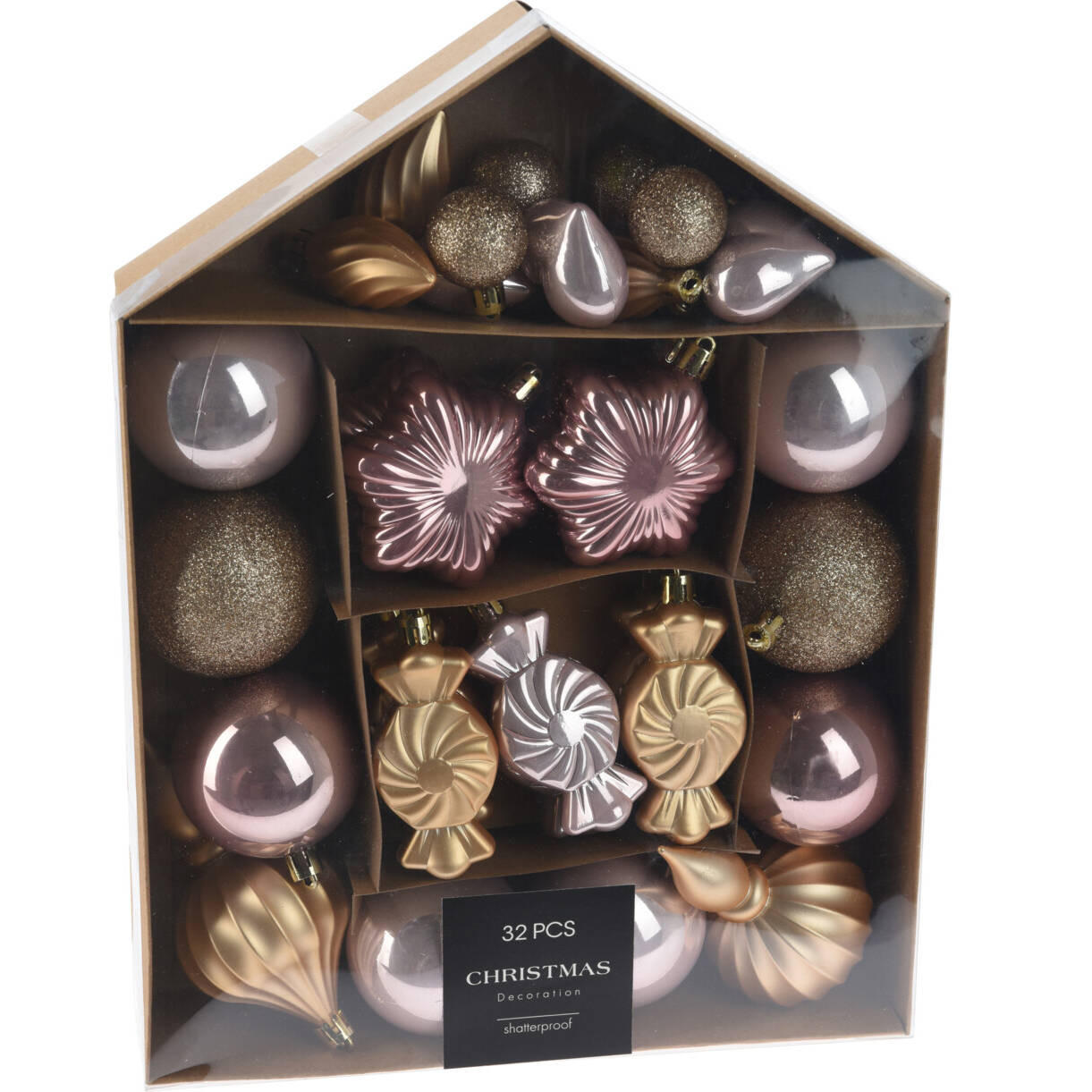 WEIHNACHTSKUGELN Set 32 Stück - Hellrosa, Kunststoff (24/32/6cm) - Home Styling Collection