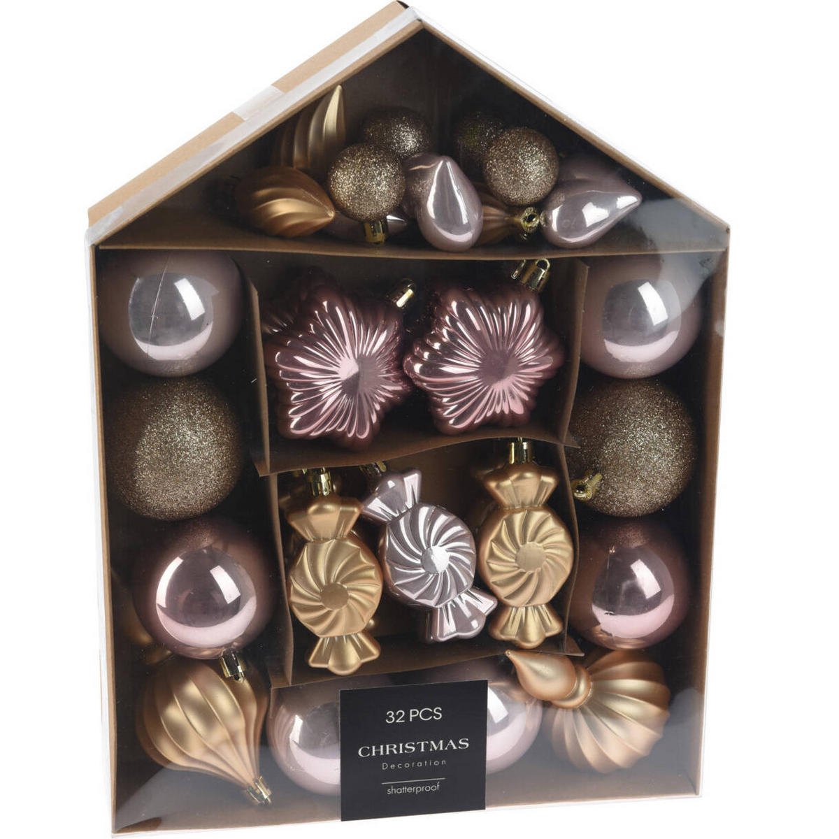 WEIHNACHTSKUGELN Set 32 Stück - Hellrosa, Kunststoff (24/32/6cm) - Home Styling Collection