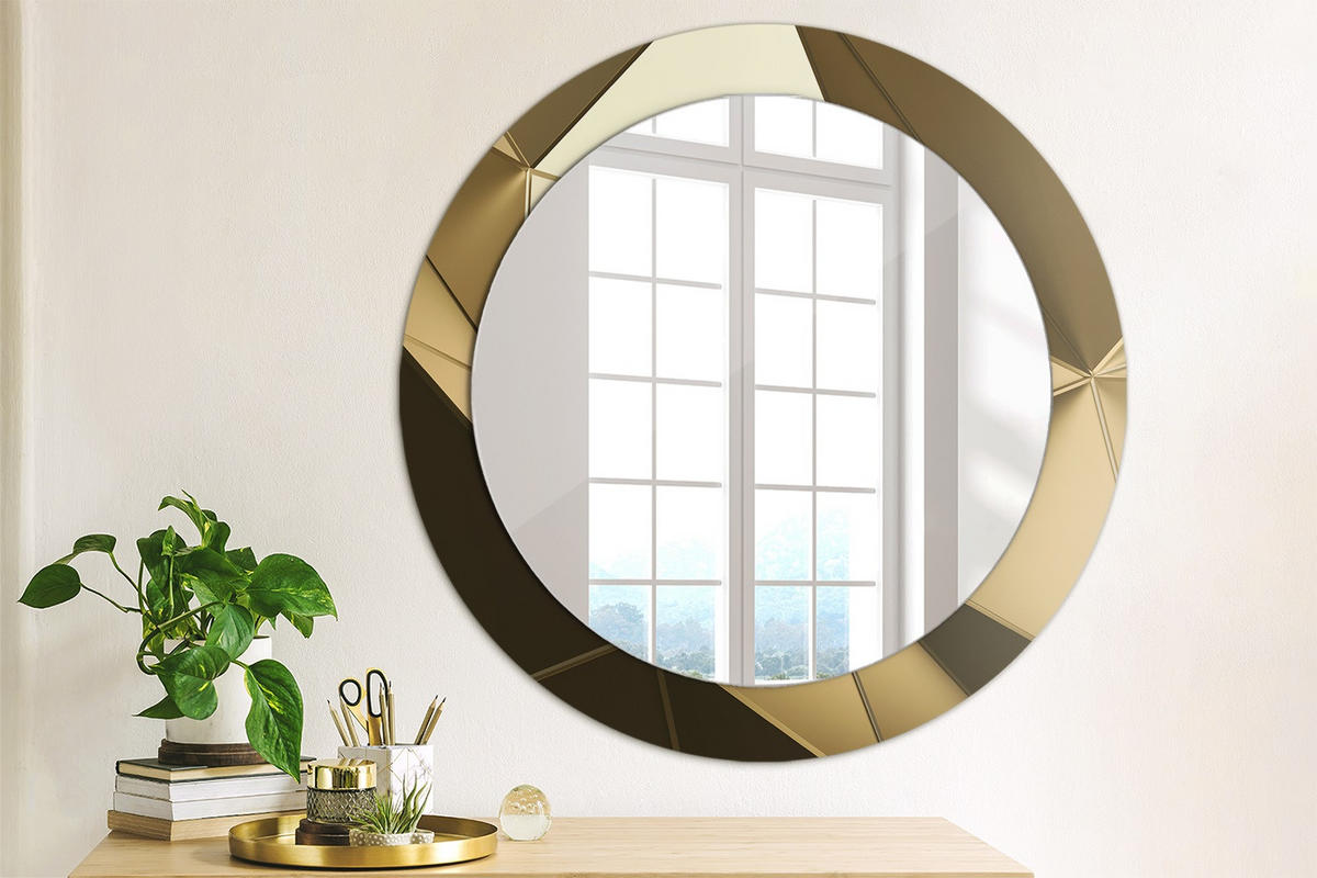 SPIEGEL Ø70 cm Rund mit Aufdruck - Beige, Glas (70/70/0.4cm) - TULUP