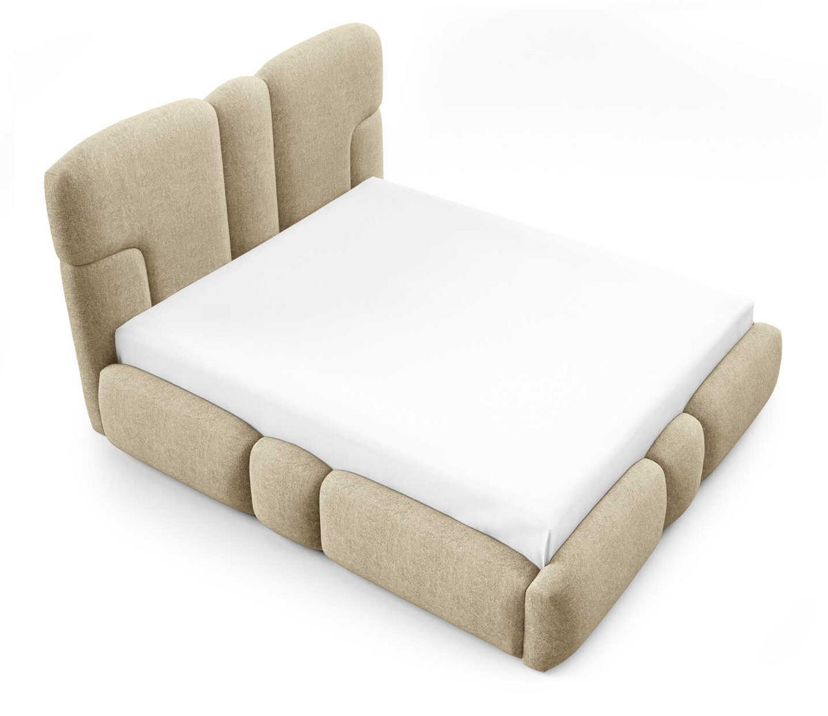 POLSTERBETT 180x200 Safron mit LED, Metall-Lattenrost, Beige - Beige, Holz/Textil (180/200cm) - Emporius
