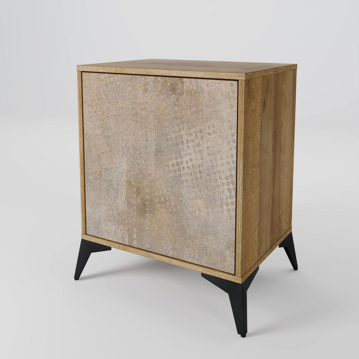 SIDEBOARD SCREEN ERROR, Eichefarben, 57,5x42x67,5 cm, Schwarze Metall-Rahmenfüße - Eichefarben/Multicolor, Holzwerkstoff/Metall (57.5/67.5/42cm) - SpaceRebels