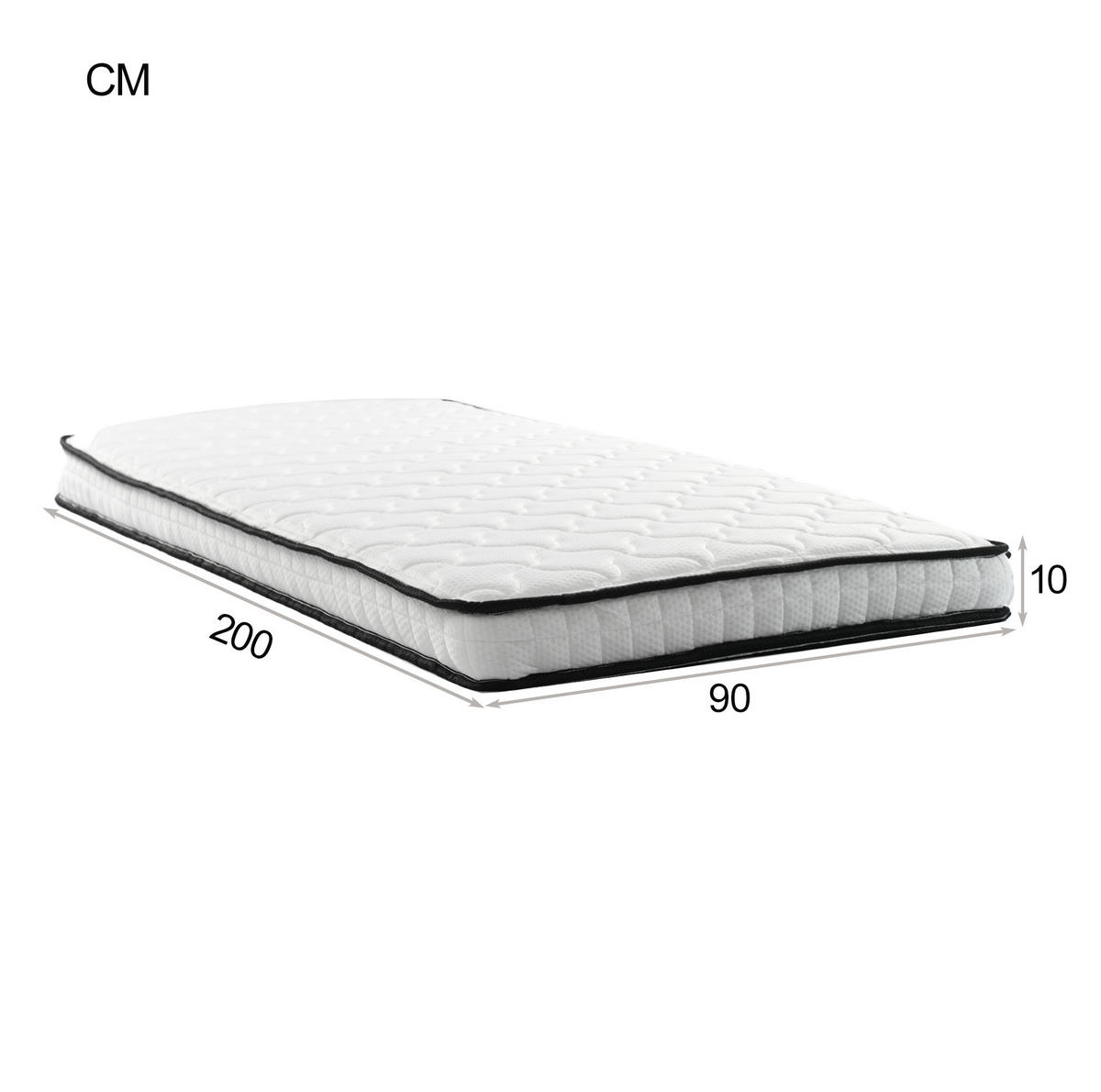 HOCHBETT 90/200 cm Weiß mit Sicherheitsgeländer und auswechselbarer Leiter mit Matratze - Weiß, Holzwerkstoff (90/200cm) - OKWISH
