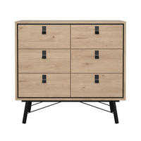 DOPPELTE Kommode mit 6 Schubladen mit Metallgestell joyce 101,8/40,1/94,8 cm - Zwetschgeholzfarben, Holzwerkstoff (40.1/94.8/101.8cm) - Calicosy