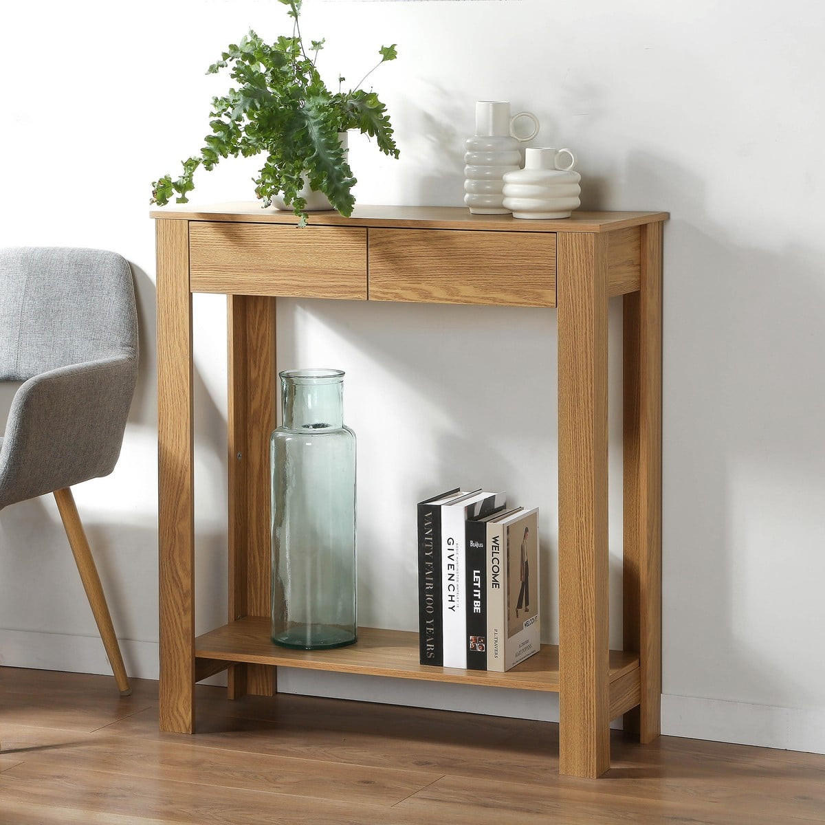 KONSOLE mit 2 schubladen in eichenoptik 79/29/86,5 cm - Apfelbaumfarben, Holzwerkstoff (79/29/86.5cm) - Calicosy