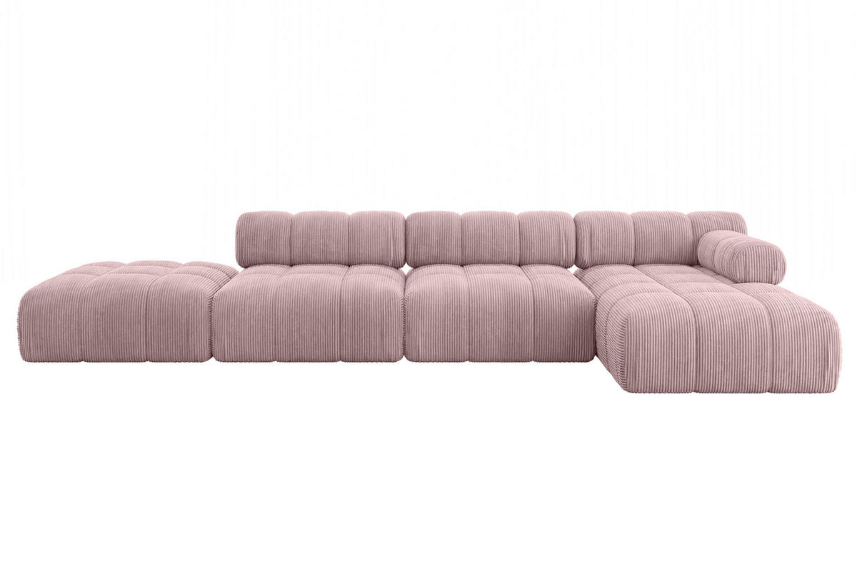 ECKSOFA modulares Sofa Lizur-L2 - 380x160x70 cm Rosa Cord - Rosa, Holzwerkstoff/Textil (380/160cm) - ALTDECOR