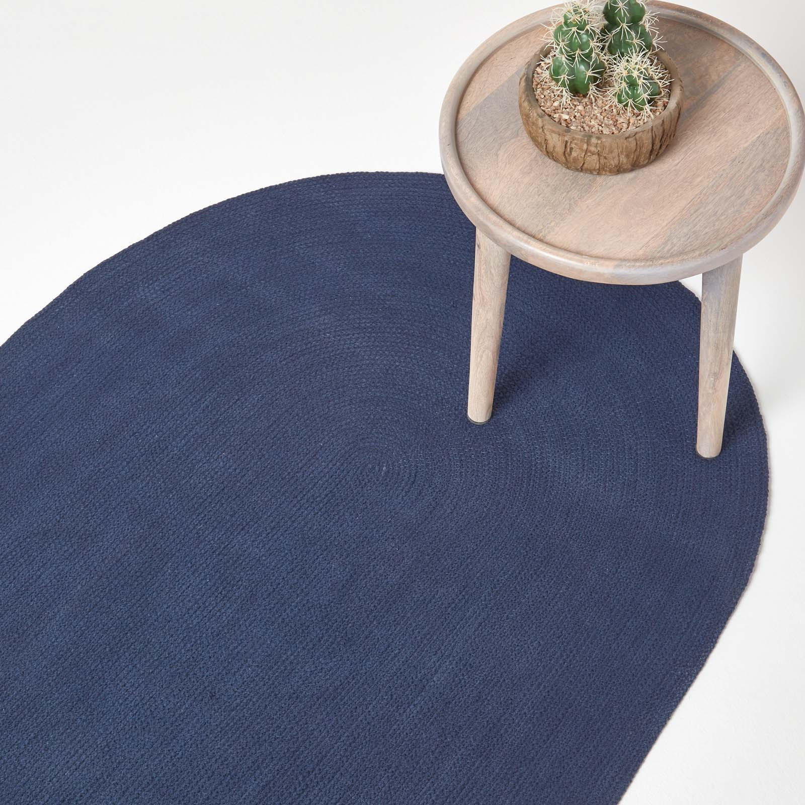 TEPPICH geflochten oval 110/170 cm - Dunkelblau, Textil (110/170cm) - Homescapes