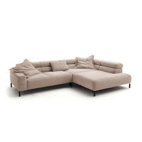 ECKSOFA DELIA Taupe Cord - Taupe/Schwarz, Textil/Metall (312/219cm) - KAWOLA