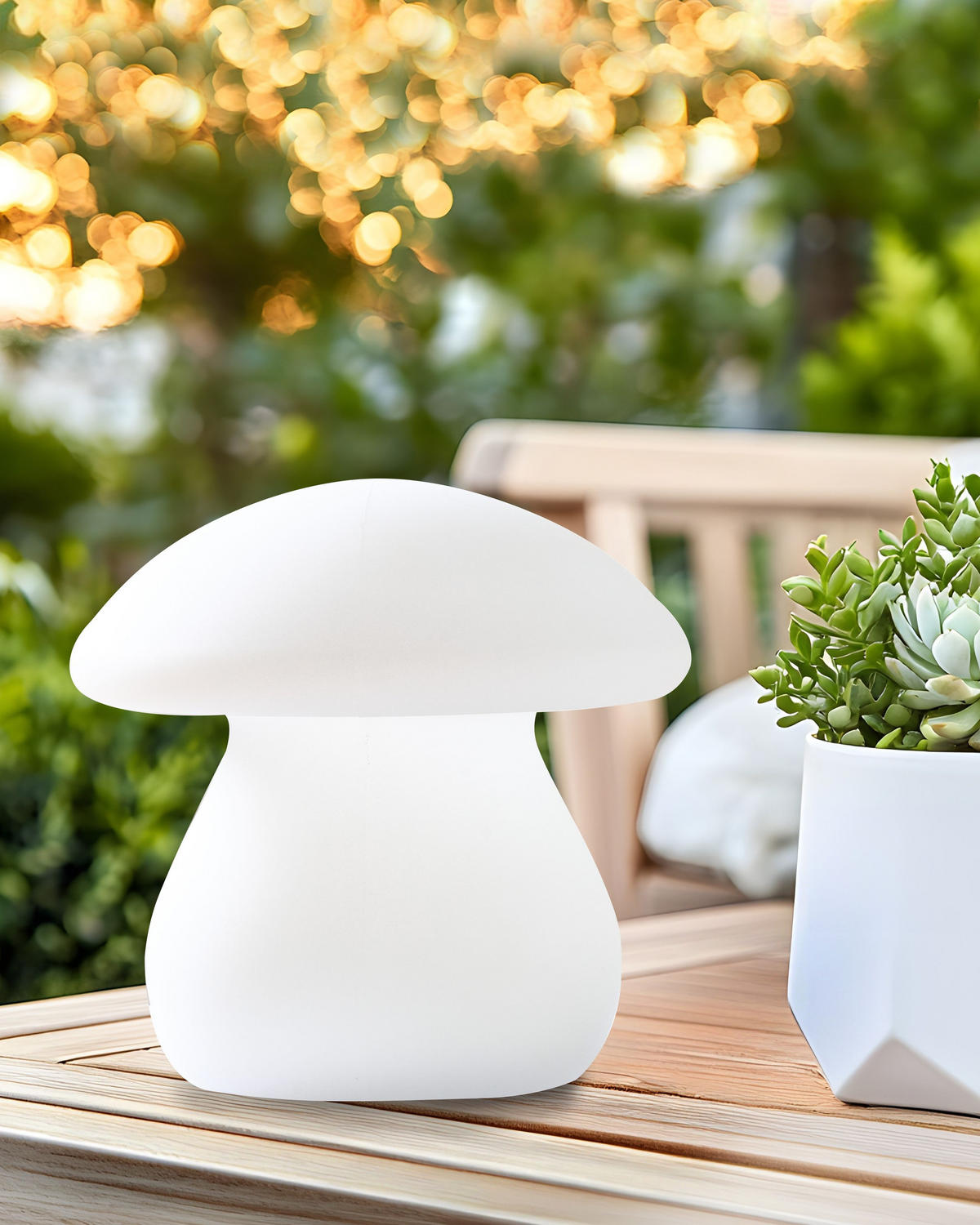LED-TISCHLAMPE Weiß Tuira - Weiß, Kunststoff (21/21/22cm) - Beliani