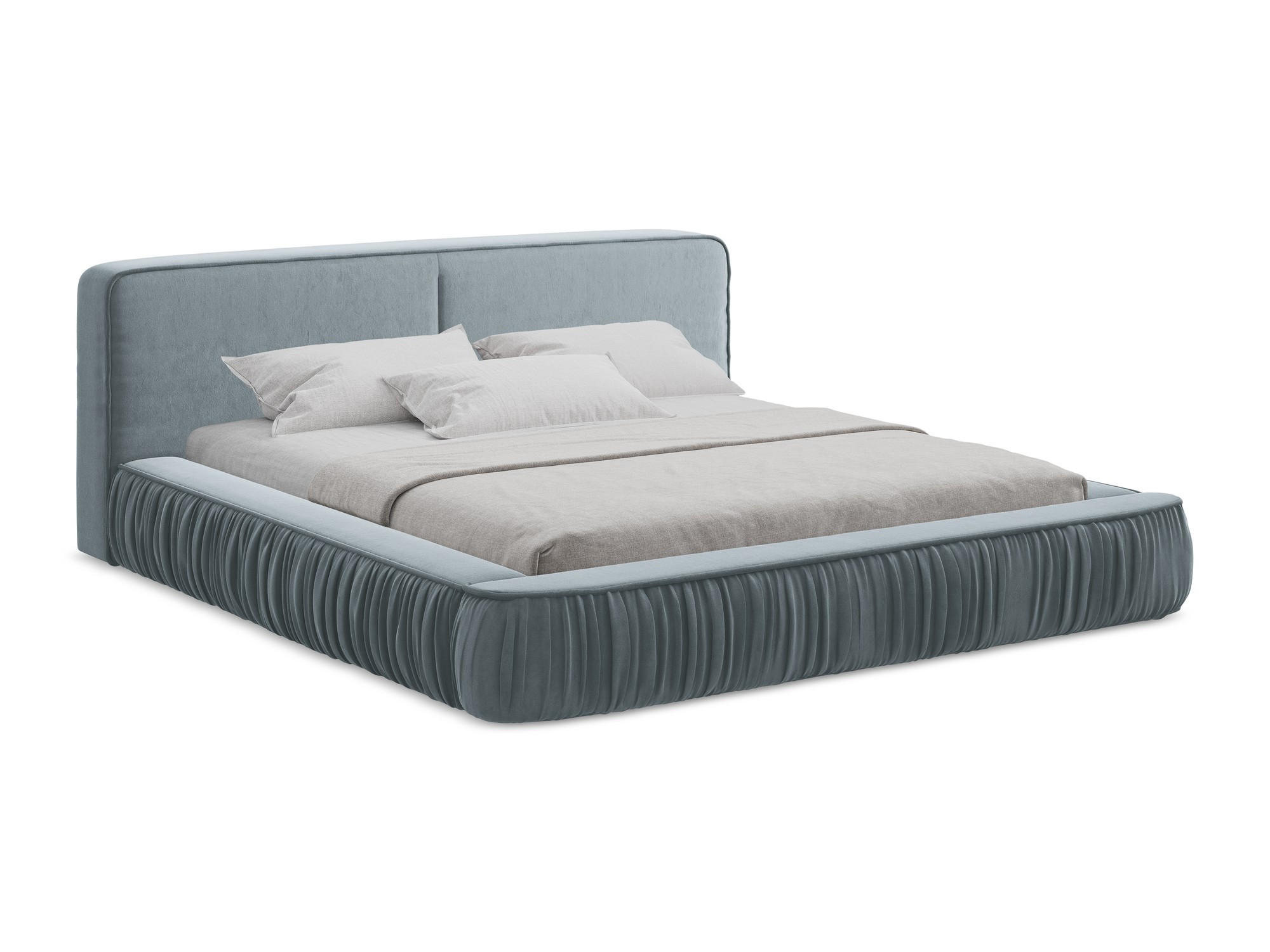 POLSTERBETT mit Bettkasten und Lattenrost 178x238 Blau - Blau/Schwarz, Kunststoff/Textil (140/200cm) - Makamii