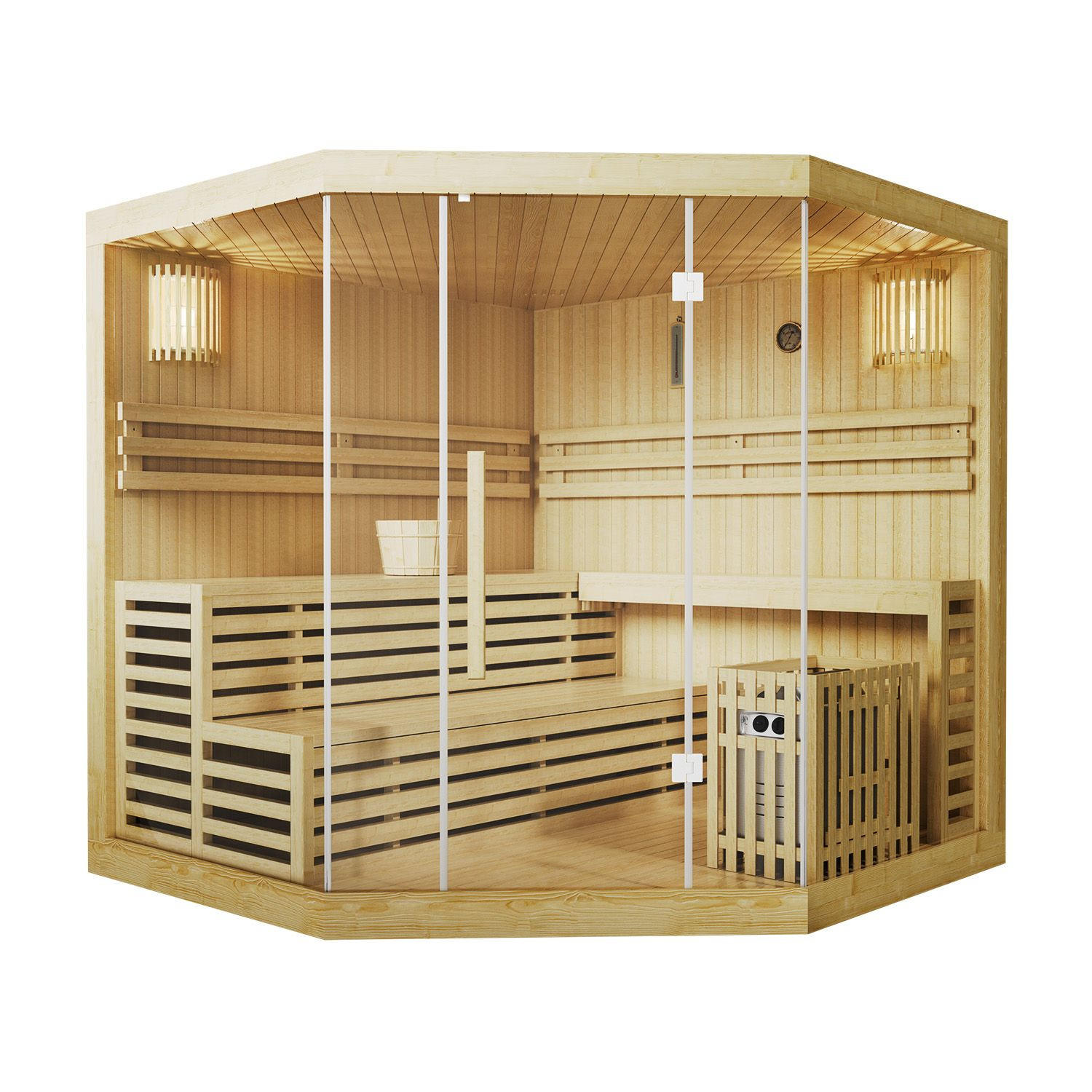SAUNAKABINE Espoo200 Premium - Naturfarben, Holz (200/200/200cm) - Artsauna