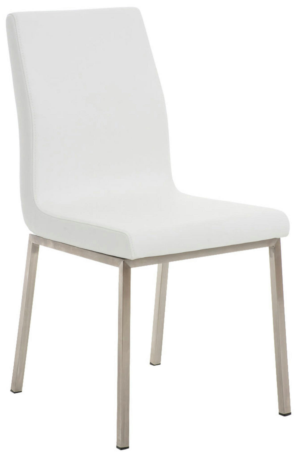 STUHL 2er Set Lederlook weiß - Edelstahlfarben/Weiß, Textil/Metall (40/88/50cm) - CLP