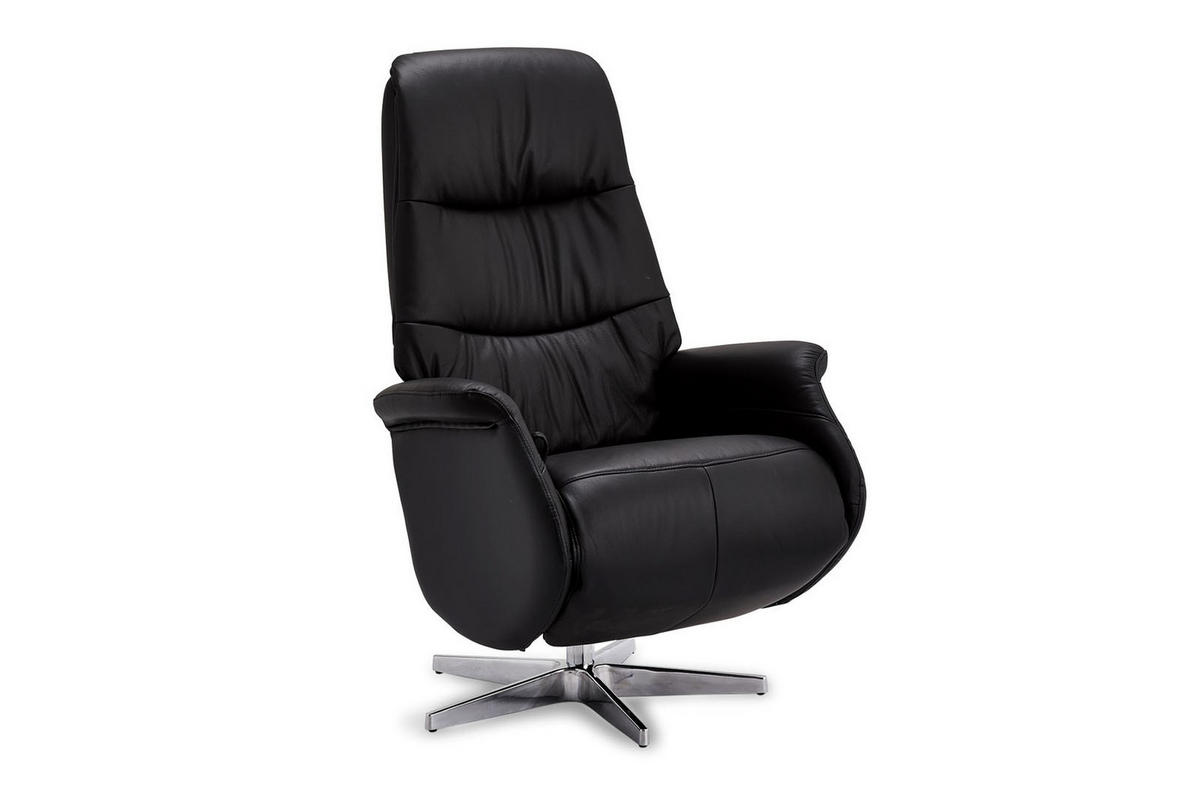 SESSEL schwarz - Schwarz, Leder/Metall (90/114/79cm) - ebuy24