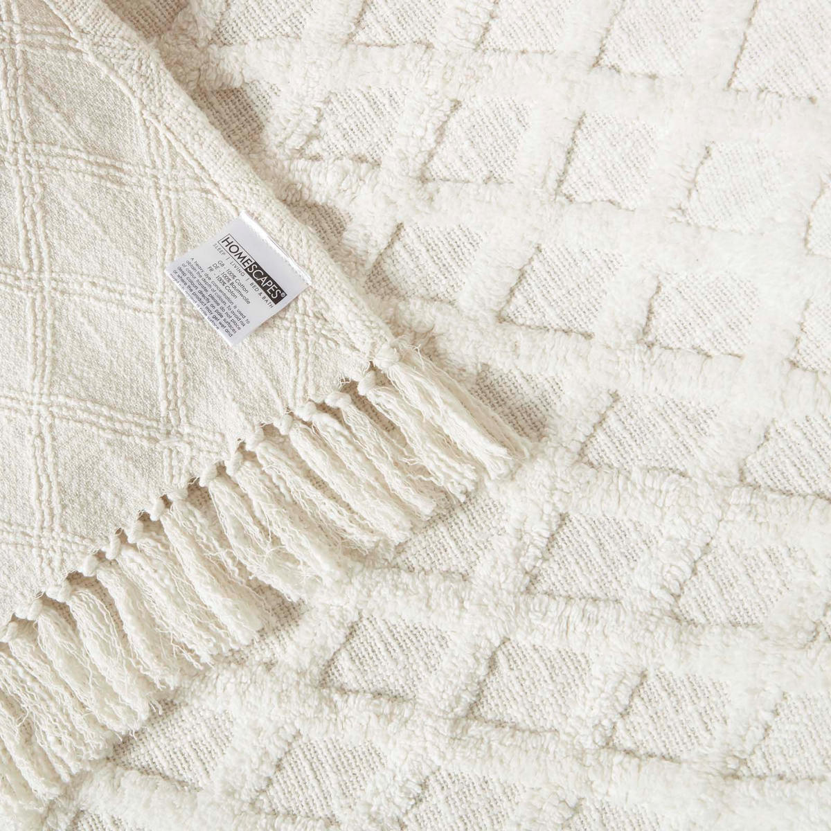 WOHNDECKE 125/150 cm, Baumwolle getuftet - Weiß, Textil (125/150cm) - Homescapes