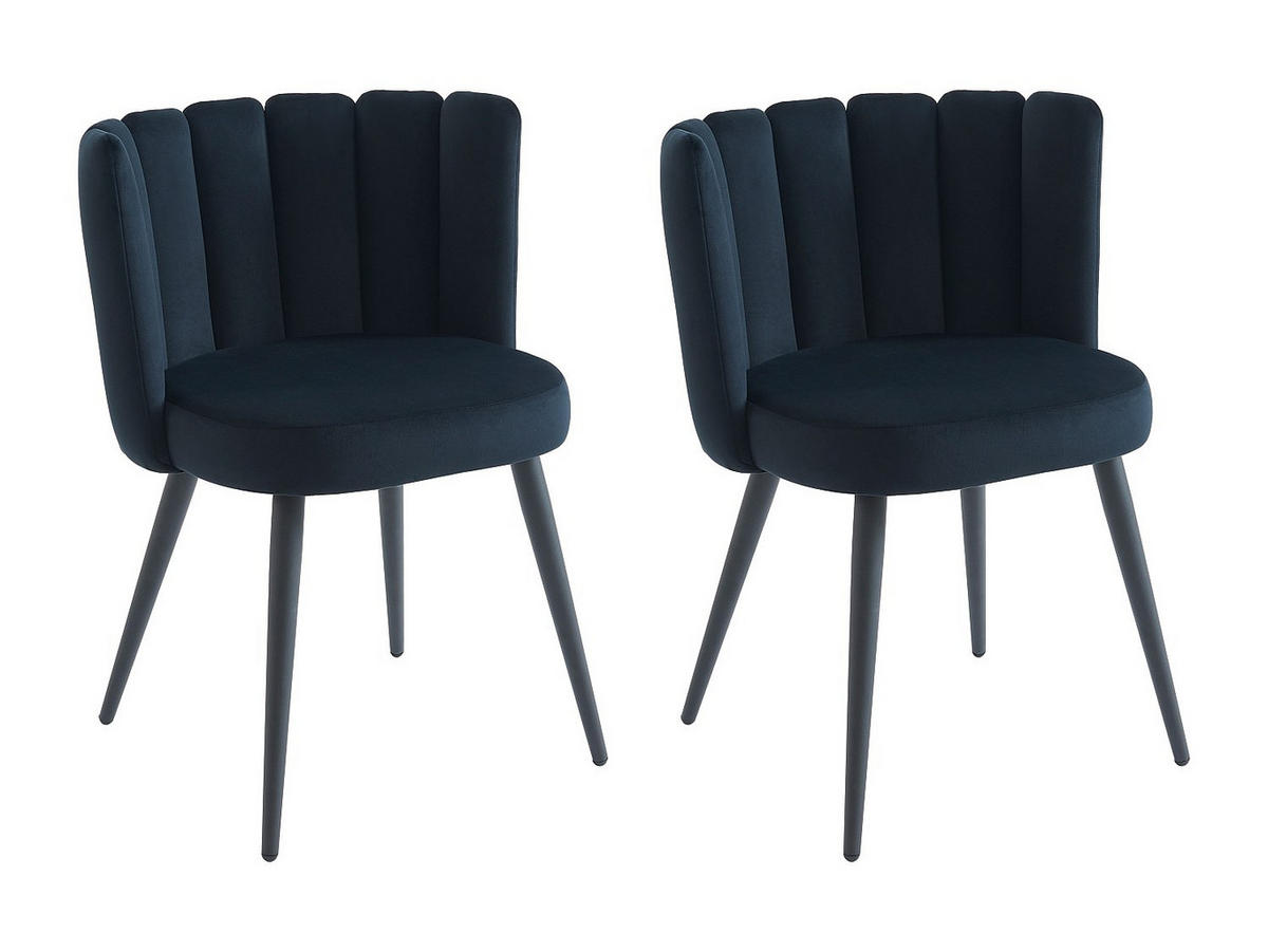 STUHL 2er-Set - Samt & Metall - Schwarz - PRANILA - Schwarz, Textil (59/78.5/55cm) - Pascal Morabito