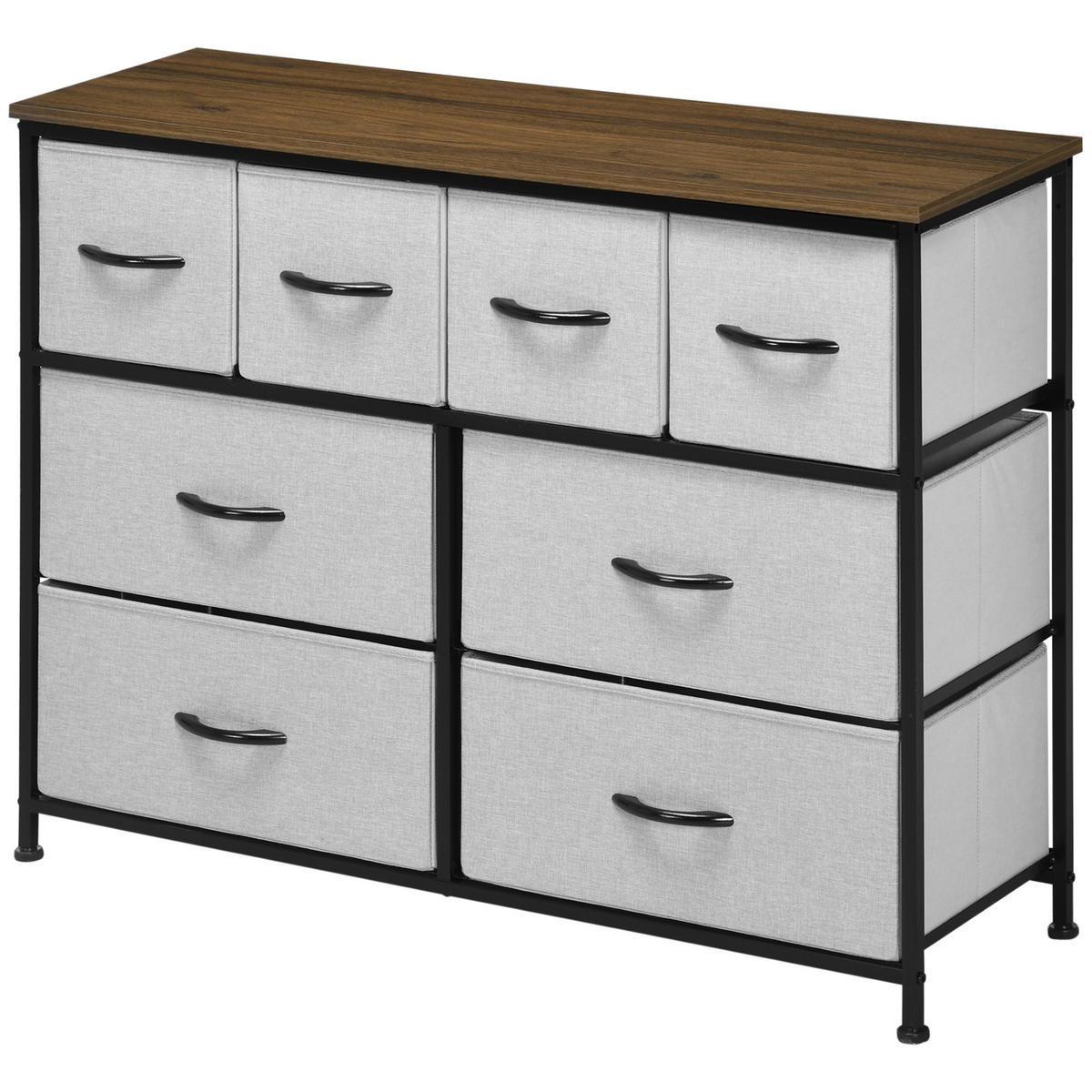 KOMMODE Schwarz 100/30/78 cm 8 Schubladen - Grau, Textil (100/78/30cm) - PANGIVO