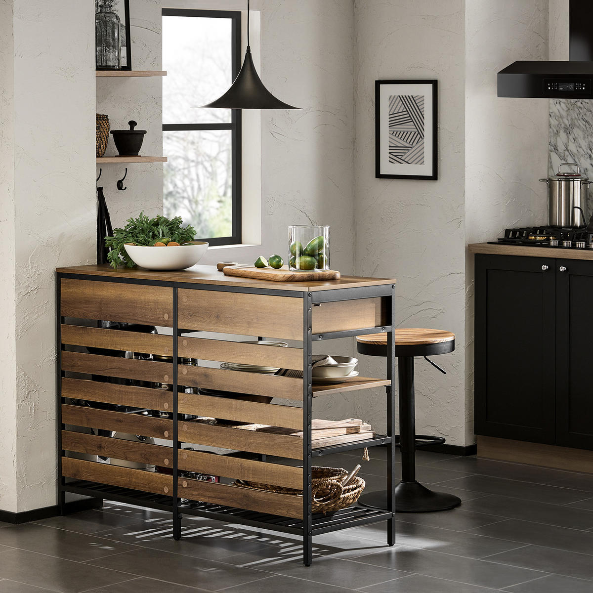 KÜCHENINSEL Vintage Braun - Braun, Holz/Holzwerkstoff (120/91/45cm) - SoBuy