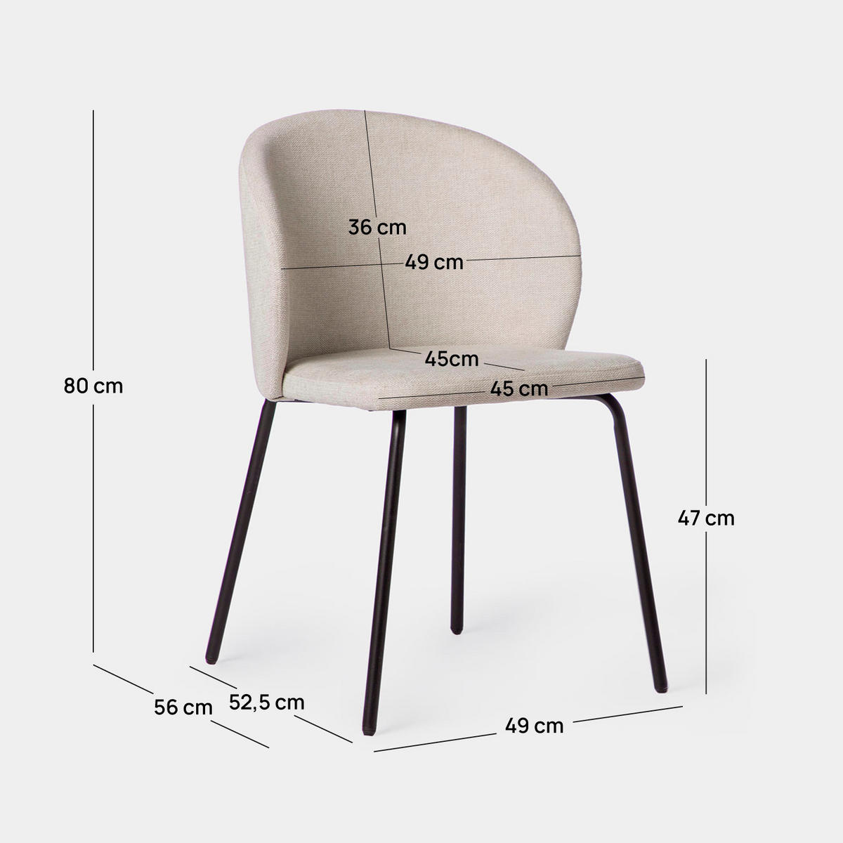 ESSZIMMERSTUHL Norah Beige 49 cm x 80 cm 4er-Set - Beige, Textil (49/80/56cm) - Klast Home