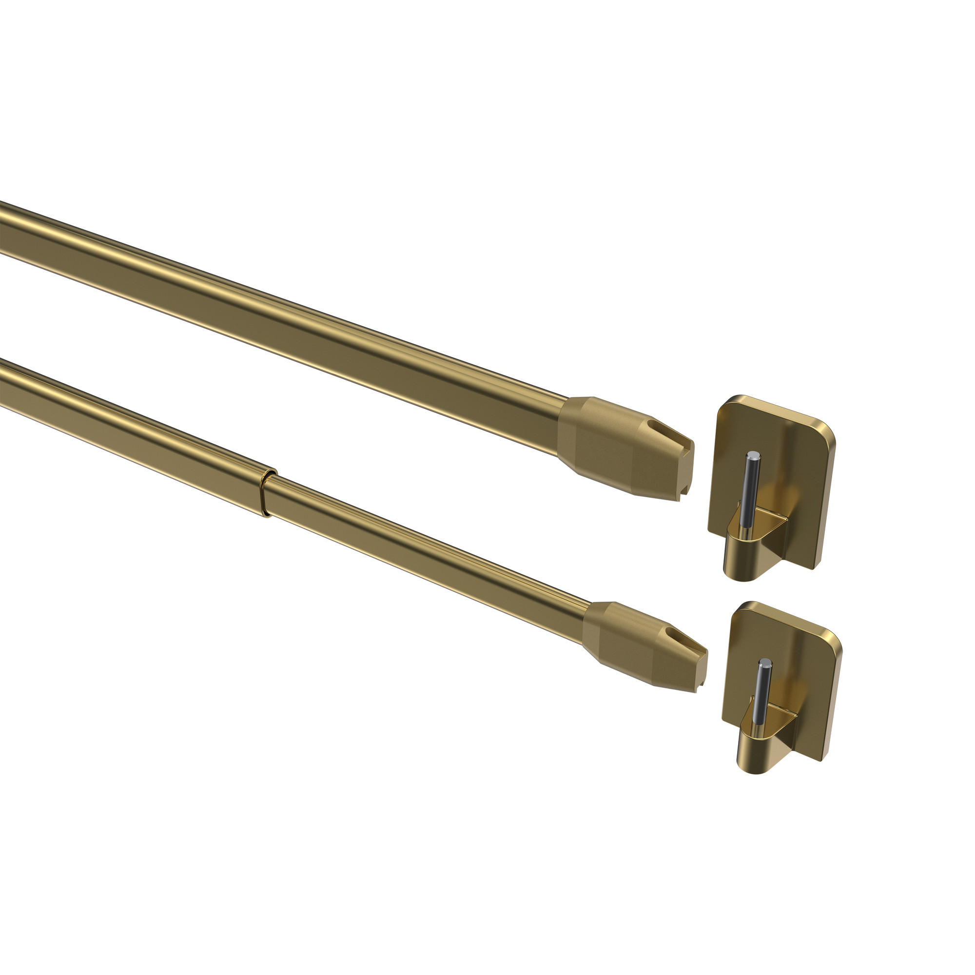 SCHEIBENSTANGEN/VITRAGESTANGEN MIT KLEBEHAKEN Geno 80-140 cm, oval, Messing-farbig, Packung 2 Stück - Messingfarben, Kunststoff/Metall (1.2/2.4/140cm) - INTERDECO
