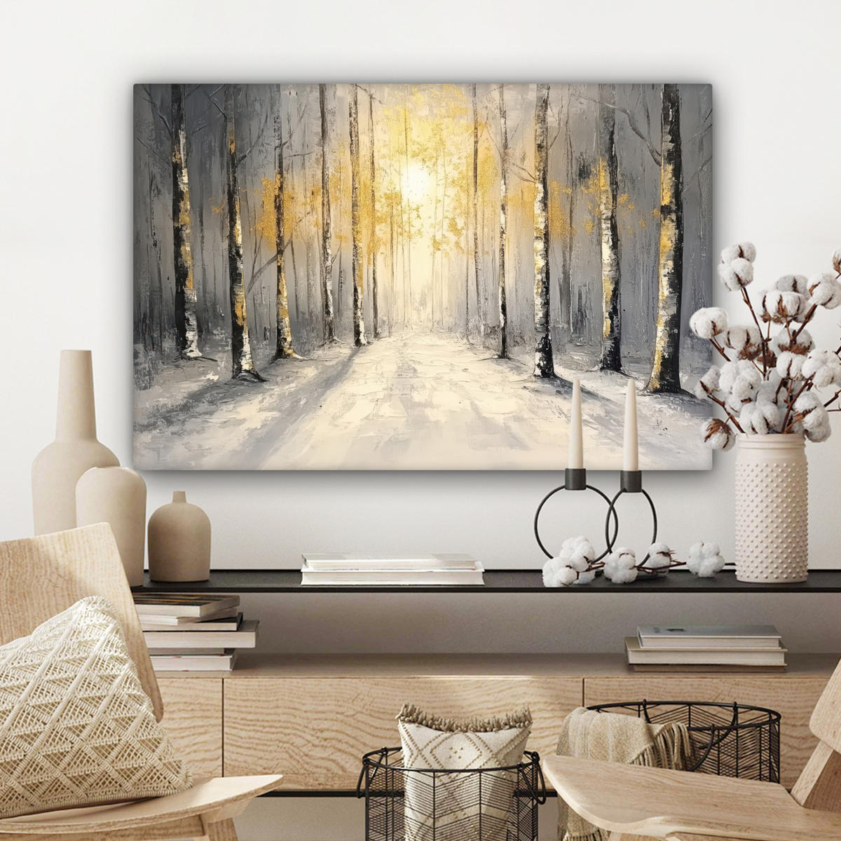 LEINWANDBILD Winter - Abstrakt - Schnee - Natur - Sonne Gemälde 60x40 cm - Grau, Textil (60/40cm) - MuchoWow