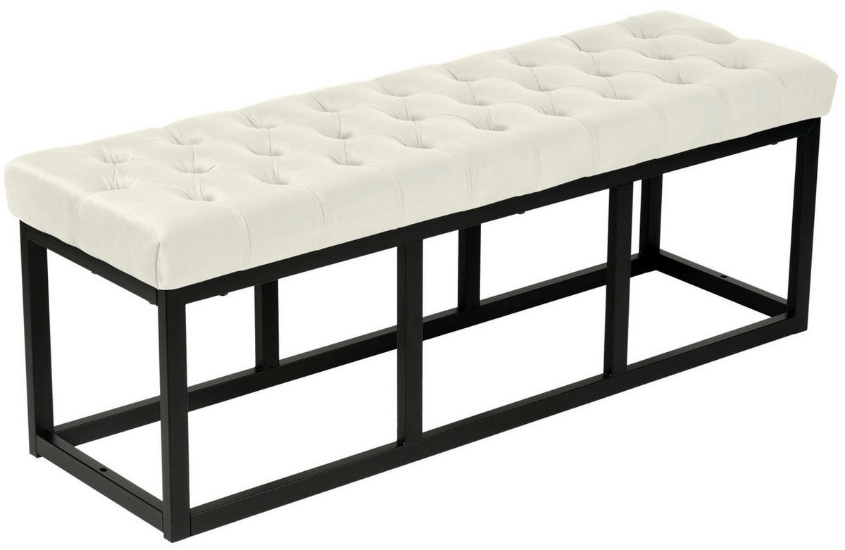 SITZBANK Polly Samt Schwarz 120 cm creme - Naturfarben, Metall (120/42/37cm) - TPFLiving