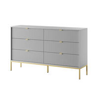 SIDEBOARD STELLARE 154/91/39 cm mit 6 Schubladen Grau - Goldfarben/Grau, Holzwerkstoff (154/91/39cm) - MASSENO