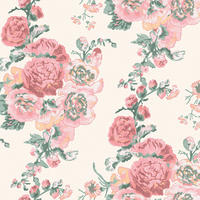 VLIESTAPETE Stockrosen Korallenrosa| Rosa Grün | Blumen | 10mx52cm - Pink, Papier/Kunststoff (52/1000cm) - Graham & Brown