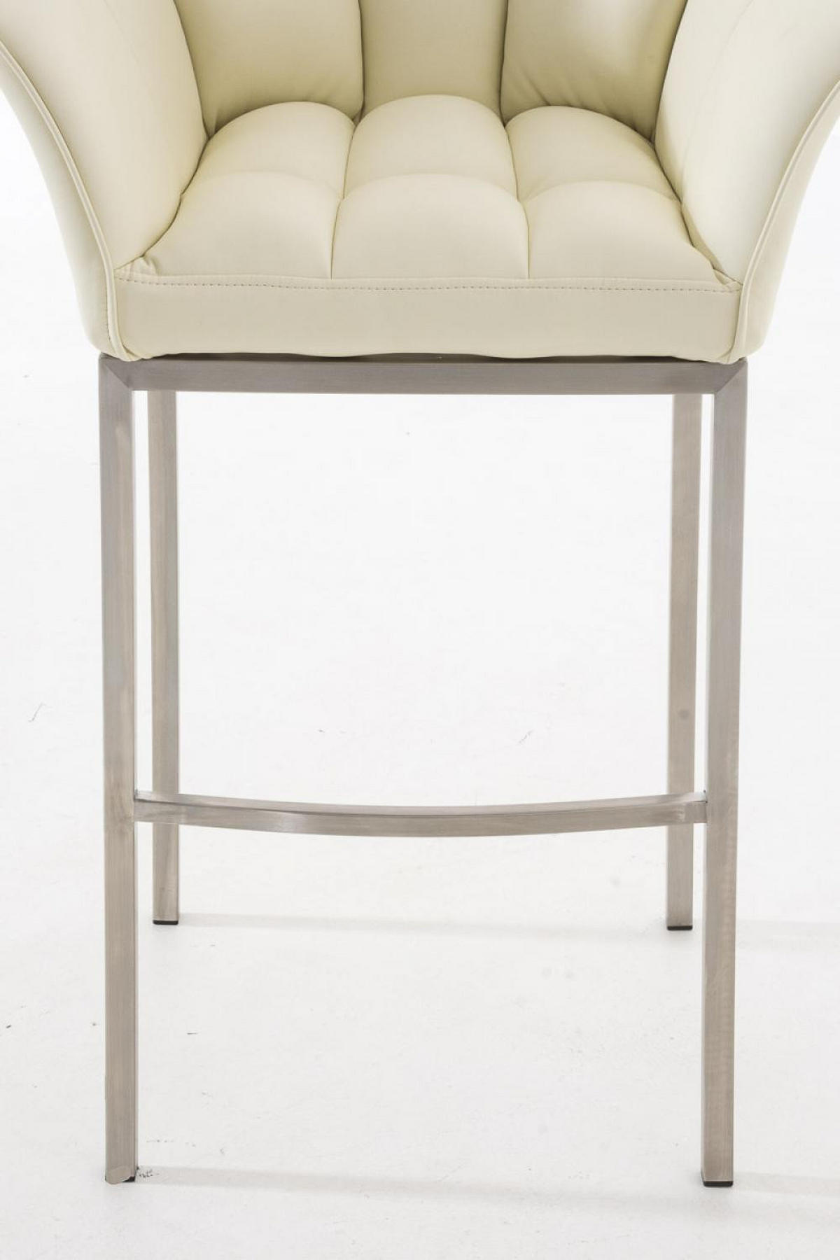 BARHOCKER Lederlook Creme - Edelstahlfarben/Creme, Textil/Metall (64/110/48cm) - CLP