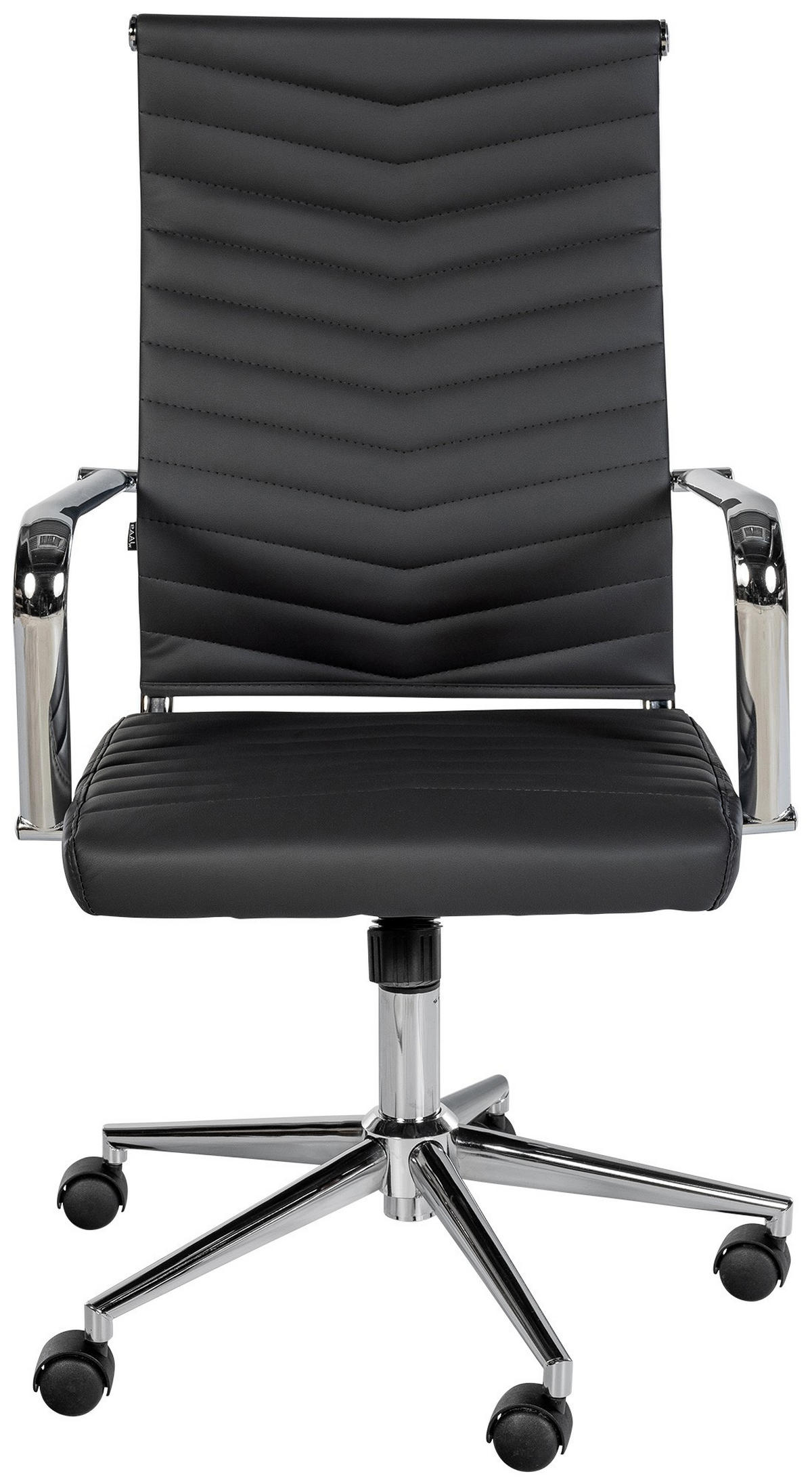 DREHSTUHL Lederlook Schwarz - Chromfarben/Schwarz, Textil/Metall (57/100/60cm) - CLP