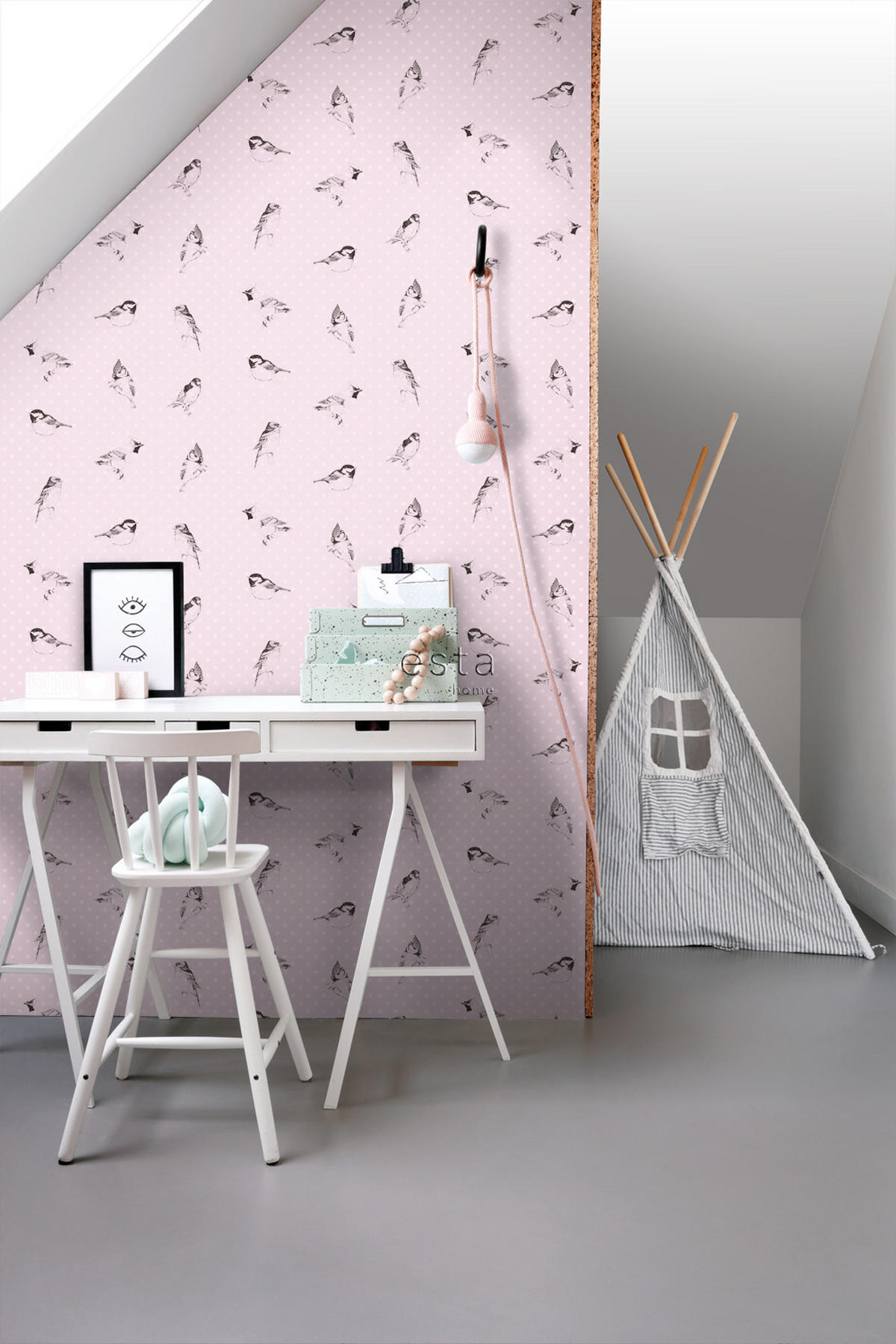 TAPETE Vögel 53 cm x 10.05 m - Pink, Papier (53/0.1cm) - ESTAhome