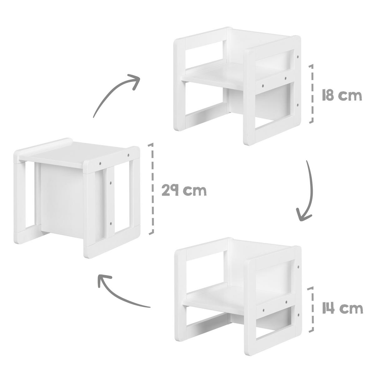 KINDERSITZGRUPPE 3in1 - Weiß, Holzwerkstoff (61/30/44cm) - Roba