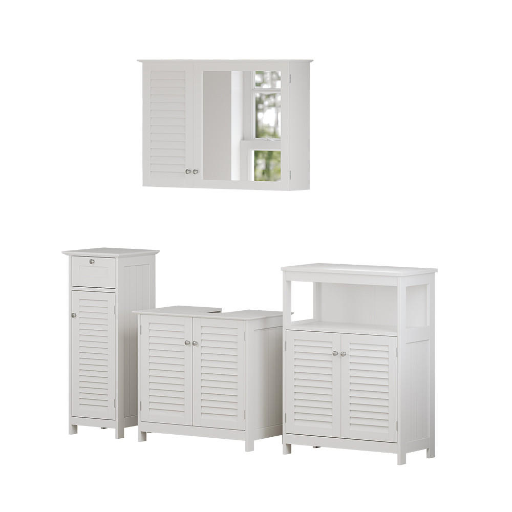 BADMÖBEL-SET Riad Weiß 4 Teile, Option 4 - Weiß, Holzwerkstoff (60/58/35cm) - Vicco