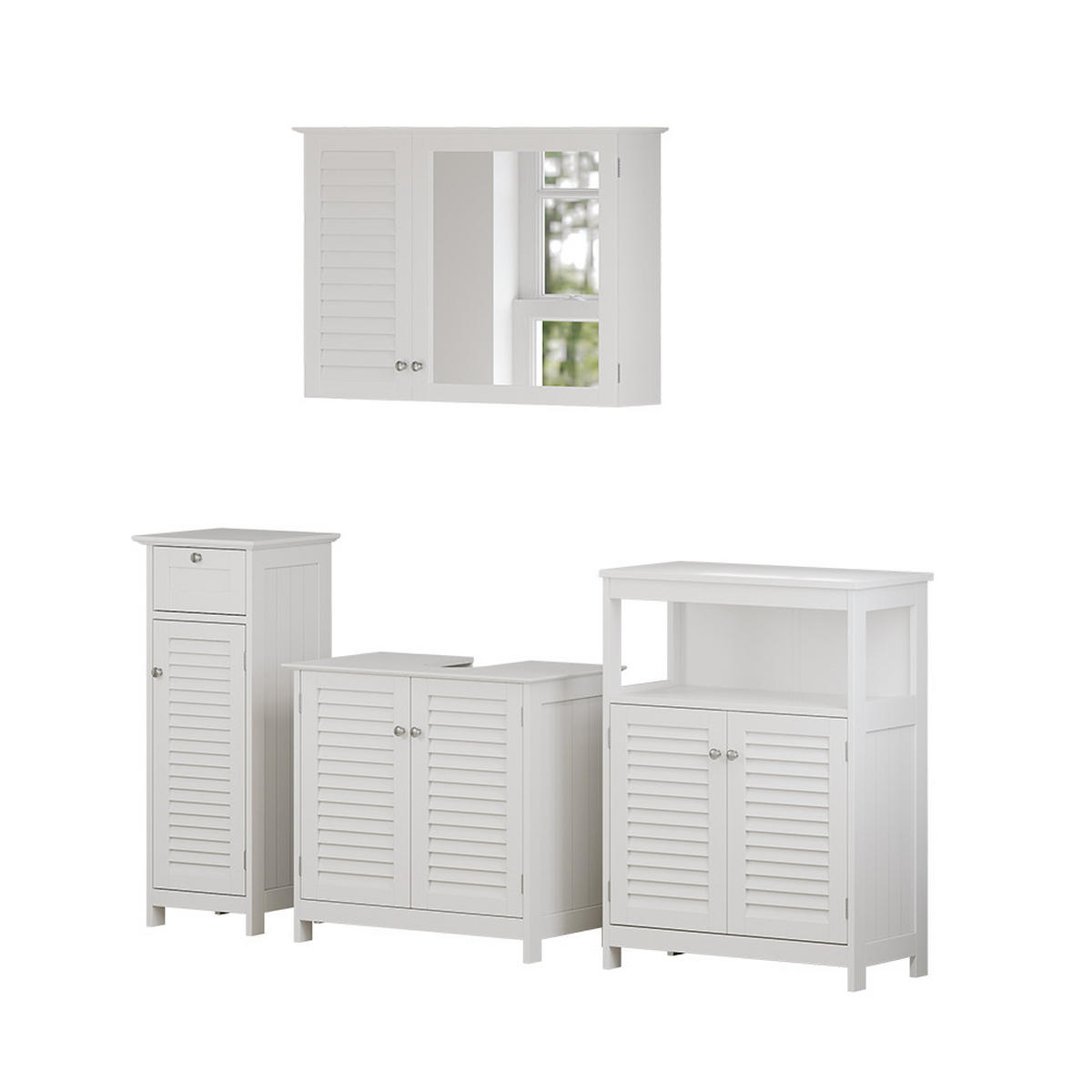 BADMÖBEL-SET Riad Weiß 4 Teile, Option 4 - Weiß, Holzwerkstoff (60/58/35cm) - Vicco
