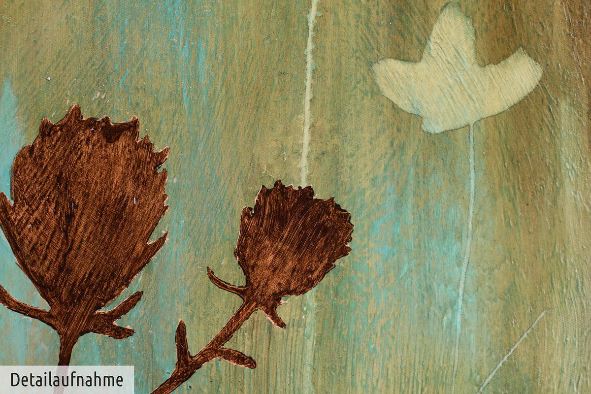 ACRYLBILD HANDGEMALT 80/60 cm - Türkis/Braun, Holz/Textil (1.4/60cm) - KUNSTLOFT