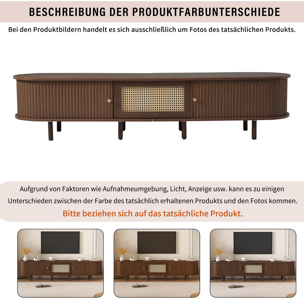 TV-SCHRANK 180/40/40 cm Nussbaum dunkel Rattan mit 1 Schublade und 2 Türen - Nussbaumfarben, Holz/Holzwerkstoff (180/40/40cm) - Oxeza