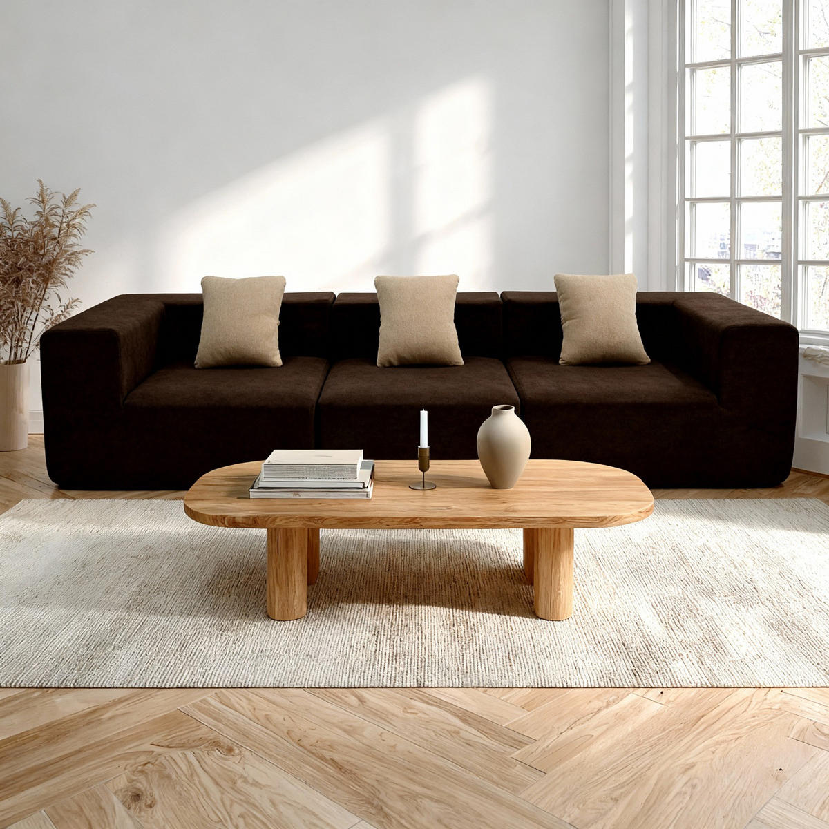 SOFA Pure 3-Sitzer - Braun Sand - Braun, Textil (300/62/100cm) - COCO Living