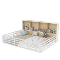 KINDERBETT 140/200 cm mit Lattenrost, Stauraum, öffnbarer Absturzsicherung und LED-Beleuchtung aus Metall und MDF, Weiß - Weiß, Holzwerkstoff (140/200cm) - Redom