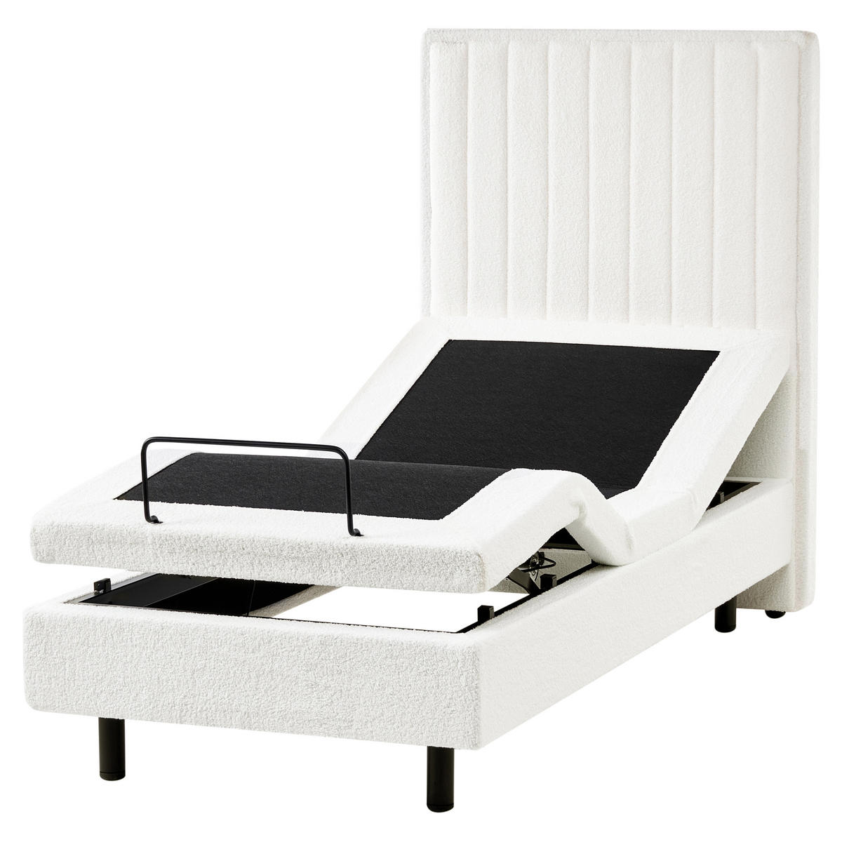 BETT 80/200 cm Cremeweiß Duke II - Schwarz/Weiß, Textil (80/200cm) - Beliani