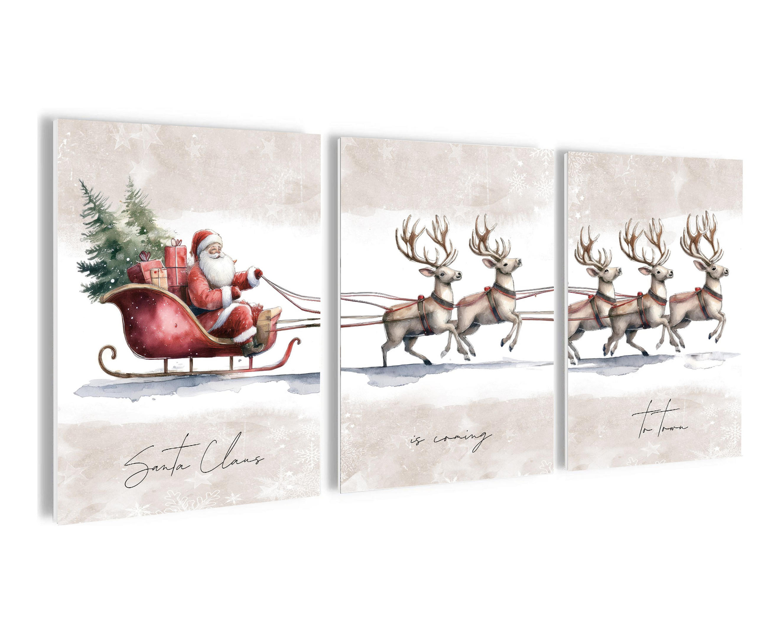 BILDERSET 3er-Set 30x40 cm Weihnachten - Beige, Kunststoff (30/40/2cm) - artissimo