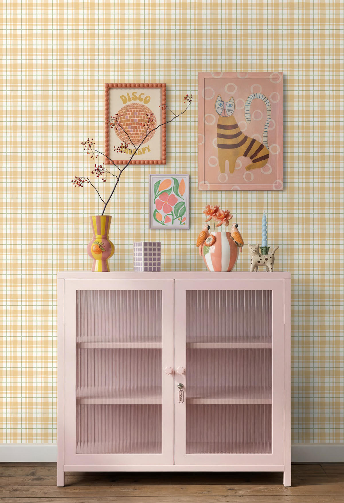 TAPETE Karomuster 50 x 900 cm - Gelb, Papier (50/900cm) - ESTAhome